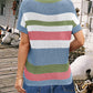 Striped Round Neck Short Sleeve Knit Top