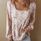 Printed Square Neck Long Sleeve Blouse