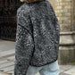 Perfee Leopard Open Front Long Sleeve Jacket