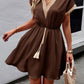 Devine Contrast Trim V-Neck Short Sleeve Mini Dress