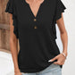Full Size Ruffled Notched Cap Sleeve T-Shirt