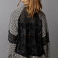 POL Eyelet Flower Pearl Detail Lace Patchwork Shirt
