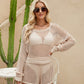Openwork Round Neck Top and Shorts Swim Set