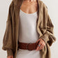 Exposed Seam Open Front Batwing Sleeve Hooded Cardigan