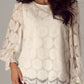 Flower Jacquard Flounce Sleeve Blouse