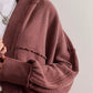 Exposed Seam Open Front Batwing Sleeve Hooded Cardigan
