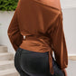 Drawstring One Shoulder Long Sleeve Blouse