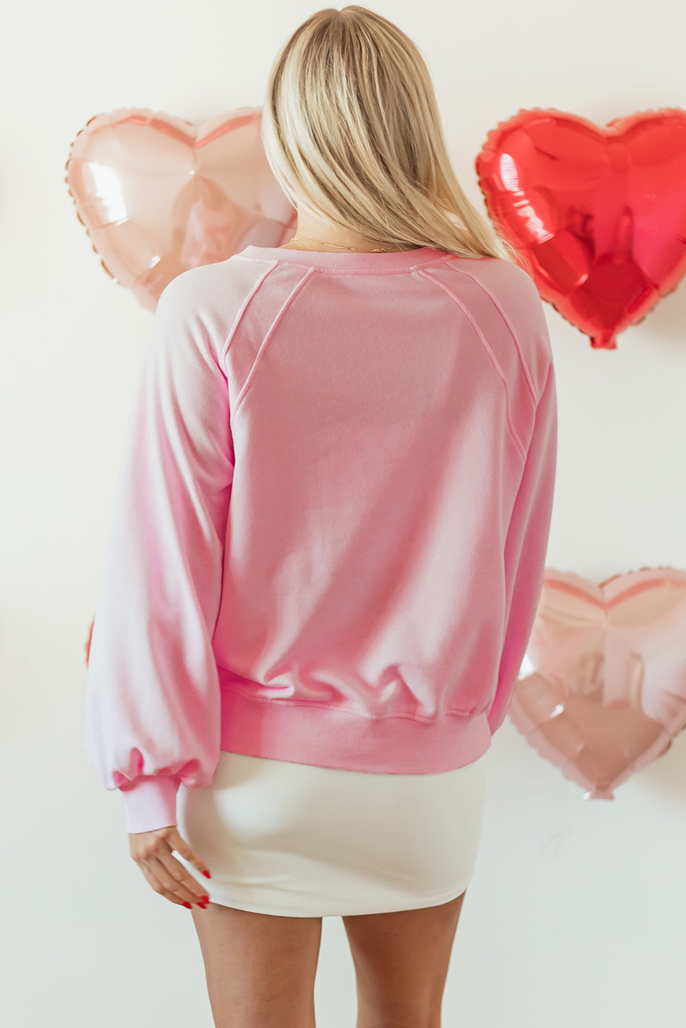 Valentine’s Day Blush Pink HUG AND KISSES Round Neck Sweatshirt