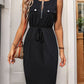 Slit Round Neck Sleeveless Mini Dress