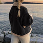 Fuzzy Collared Neck Long Sleeve Jacket