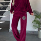 Full Size Boat Neck Long Sleeve Top and Pants Set