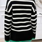 Devine Striped V-Neck Long Sleeve Knit Top