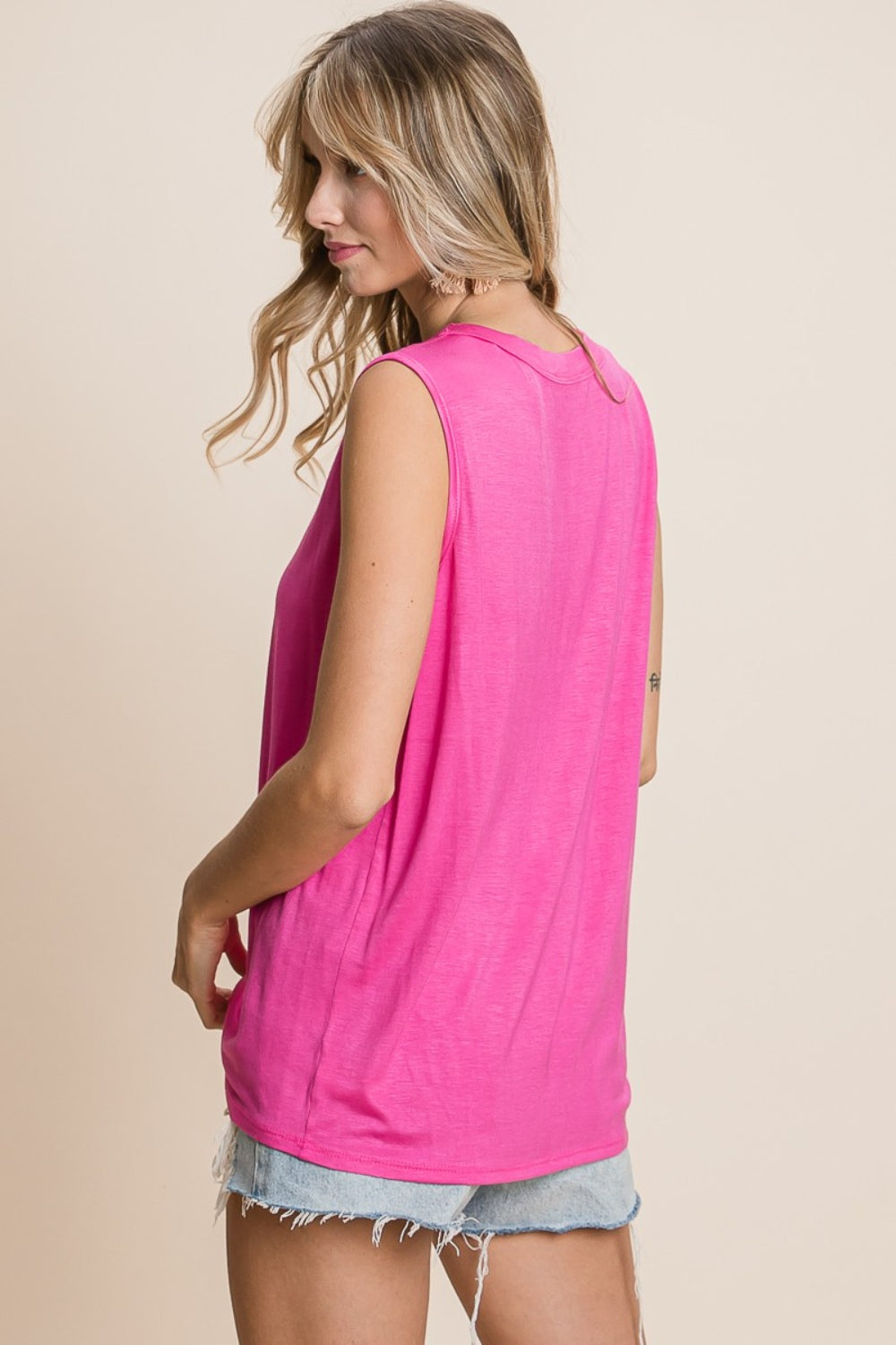 BiBi Cutout Round Neck Sleeveless Top - Brand BiBi *