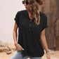 Full Size Half Button Hooded Short Sleeve Blouse