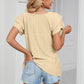 Eyelet Layered Flutter Sleeve V-Neck Knit Top