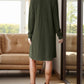 Notched Long Sleeve Mini Dress with Pockets