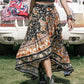 Printed High-Low Ruffle Hem Skirt
