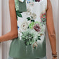 Tied Flower Printed Mock Neck Top