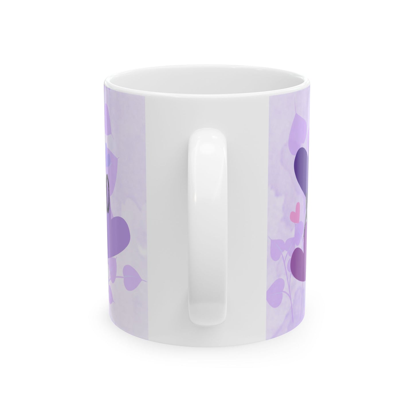 Purple XOXO Heart Ceramic Mug, (11oz, 15oz) | Made to Order