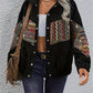 Embroidered Collared Neck Snap Down Jacket