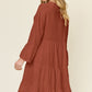 Double Take Full Size Texture Button Up Ruffle Hem Dress