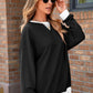 Contrast Trim Round Neck Long Sleeve Sweatshirt