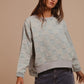 BiBi Mineral Washed Checkered Round Neck Denim Top - Brand BiBi