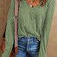 Exposed Seam V-Neck Long Sleeve T-Shirt