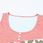 Leopard Color Block Decorative Button Tank