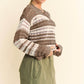 Davi & Dani Contrast Striped Crochet Drop Shoulder Knit Cover Up