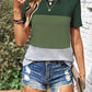 Color Block Round Neck Short Sleeve T-Shirt