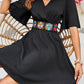 Black Surplice Flutter Sleeve Mini Dress