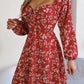 Printed Sweetheart Neck Balloon Sleeve Mini Dress
