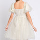 GeeGee Pearl Mesh Puff Sleeve Babydoll Dress
