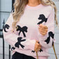 Bow Round Neck Dropped Shoulder Sweater