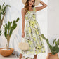 FULL SIZE Smocked Printed Square Neck Midi Dress