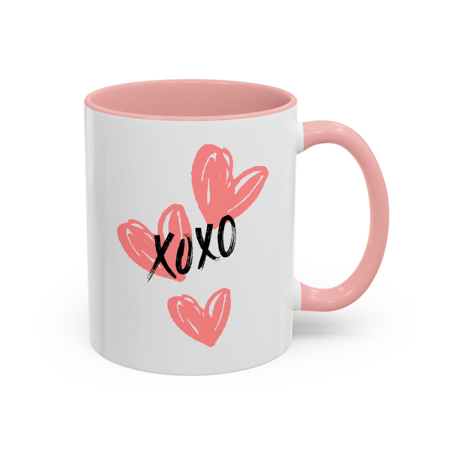 Heart XOXO Accent Coffee Mug (11, 15oz) | Made to Order