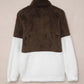 Color Block Half Zip Long Sleeve Fuzzy Sweatshirt