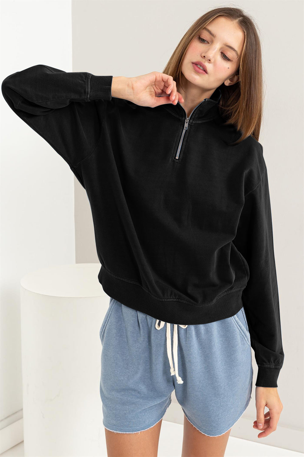 HYFVE Half Zip Drop Shoulder Sweatshirt *