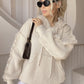 Drawstring Fringe Hem Long Sleeve Hooded Sweater
