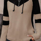 Drawstring Quarter Zip Contrast Long Sleeve Hoodie