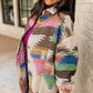 Geometric Button Up Long Sleeve Jacket