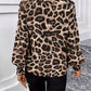 Leopard V-Neck Lantern Sleeve Blouse