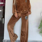 Full Size Boat Neck Long Sleeve Top and Pants Set