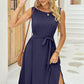 FULL SIZE Tied Round Neck Sleeveless Dress