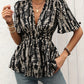 Printed V-Neck Half Sleeve Blouse