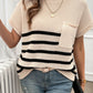 Devine Striped Round Neck Short Sleeve Sweater