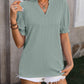 Textured Notched Flounce Sleeve Blouse