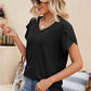 Eyelet Petal Sleeve V-Neck Knit Top
