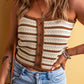 Decorative Button Striped Knit Cami
